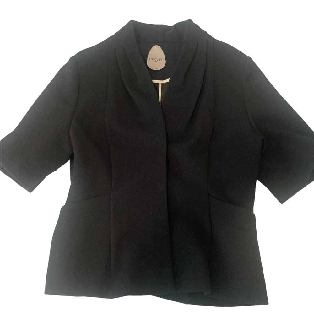 PORTS 1961 Short Sleeved Black Jacket- Snap Buttons- SO CHIC! EU Sz 12